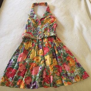 Paris Blues Floral Halter-Top Dress-Size Junior 7